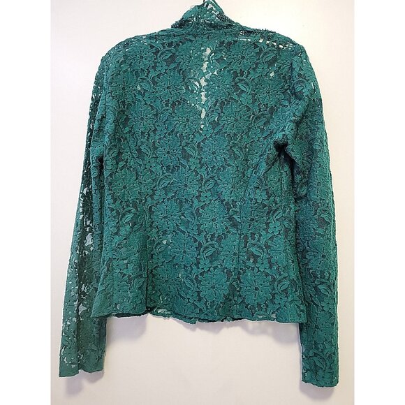 Armand Ventilo Lace Beaded Floral Blazer Scalloped Detail EU 40 US 10 Green - Picture 6 of 6